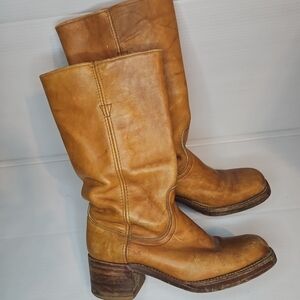 Vintage Dingo Acme Men’s Brown Leather Cowboy Boots 9.5D Made USA Chunky